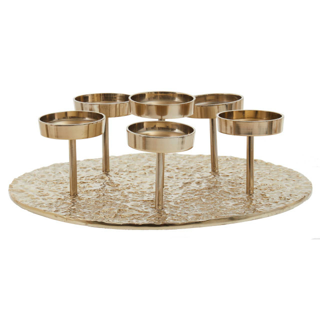 premier housewares Akola Gold Round Six Pillar Candle Holder