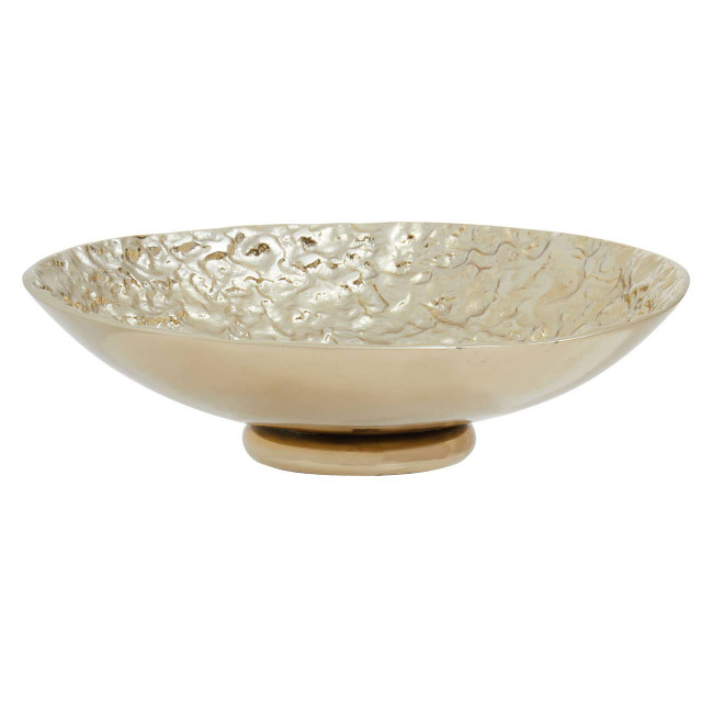Premier Housewares Akola Gold Textured Round Metal Bowl