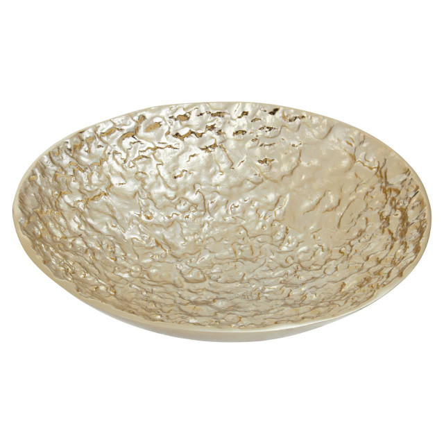 Premier Housewares Akola Gold Textured Round Metal Bowl
