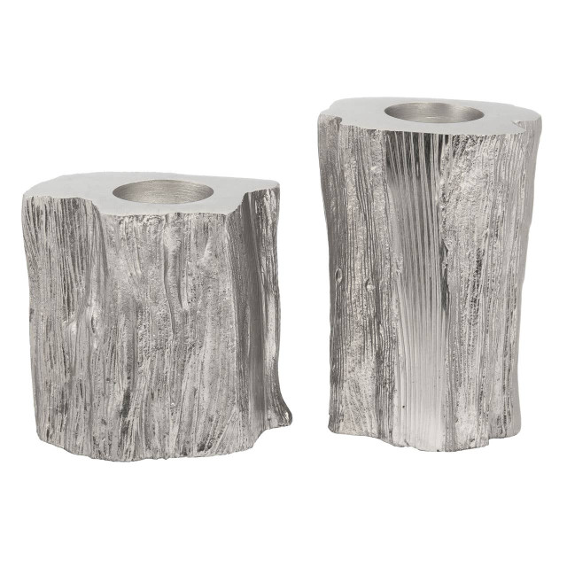Premier Housewares Akola Set Of Two Silver Tealight Holders