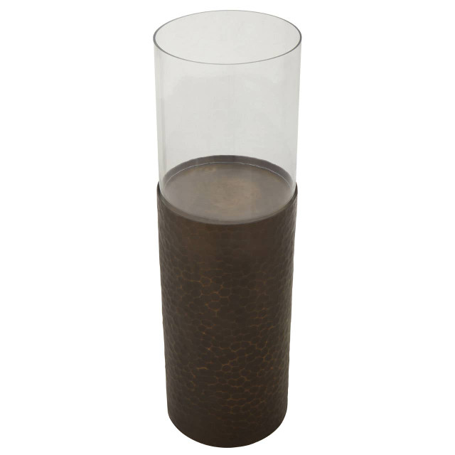 Premier Housewares Akola Small Floor Standing Candle Holder In Antique Gold