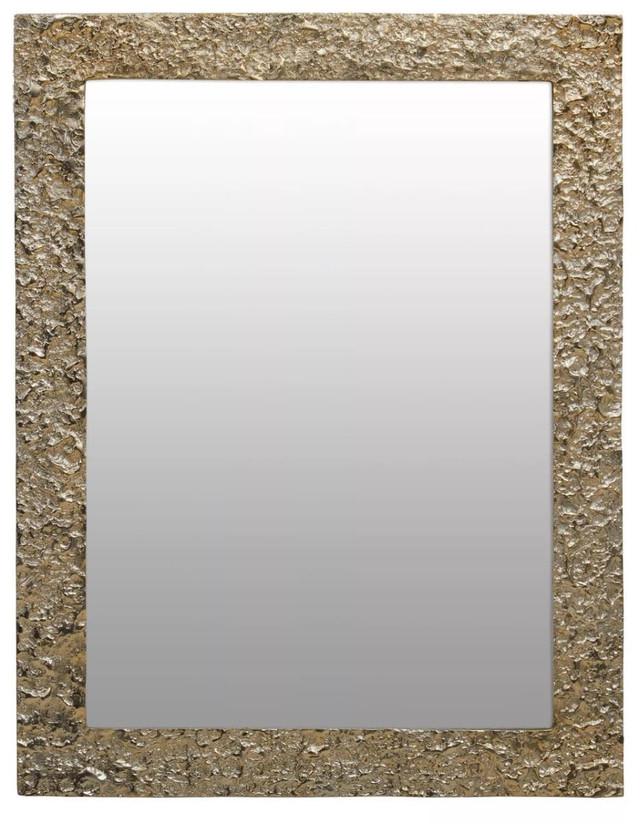 Premier Housewares Akola Textured Gold Finish Rectangular Wall Mirror