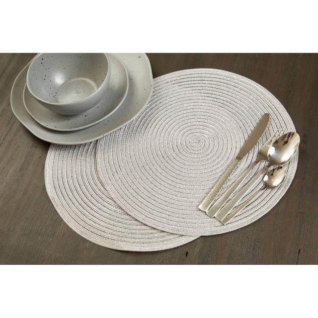 Premier Housewares Alice Round Silver Thread Woven Placemat