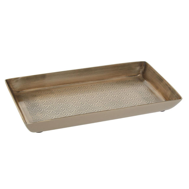 Premier Housewares Allegra Gold Finish Etched Detail Aluminium Tray