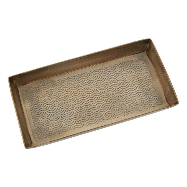 Premier Housewares Allegra Gold Finish Etched Detail Aluminium Tray