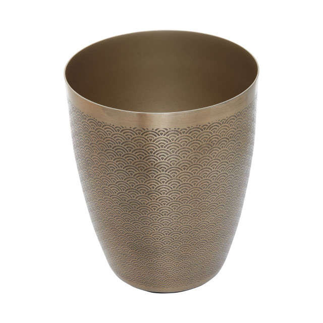 Premier Housewares Allegra Gold Finish Waste Bin With Etching