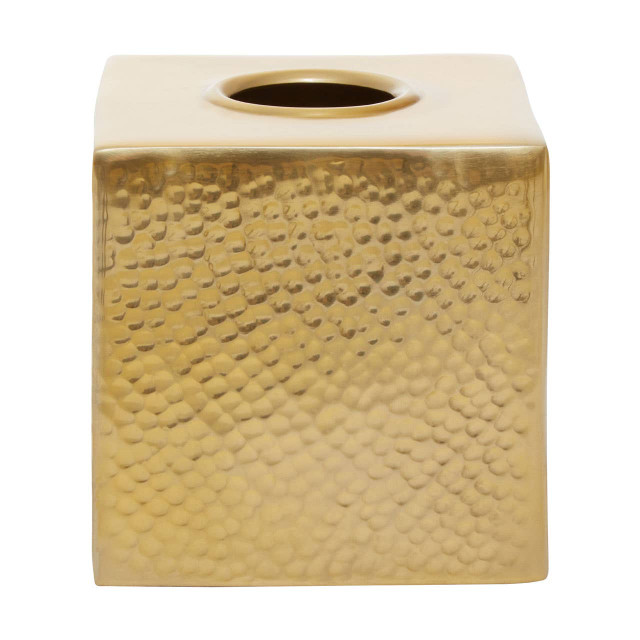 Premier Housewares Allegra Hammered Gold Finish Tissue Box