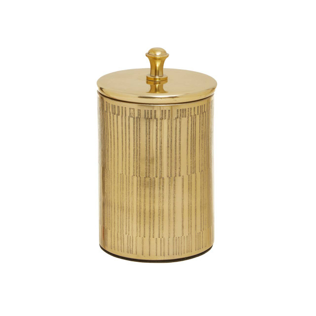 Premier Housewares Allegra Line Effect Gold Bathroom Jar