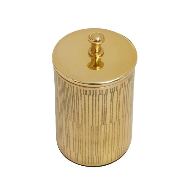Premier Housewares Allegra Line Effect Gold Bathroom Jar