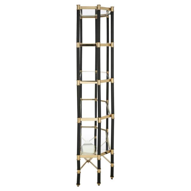 Premier Housewares Allessi 5 Shelf Unit In Champagne Finish And Black Frame