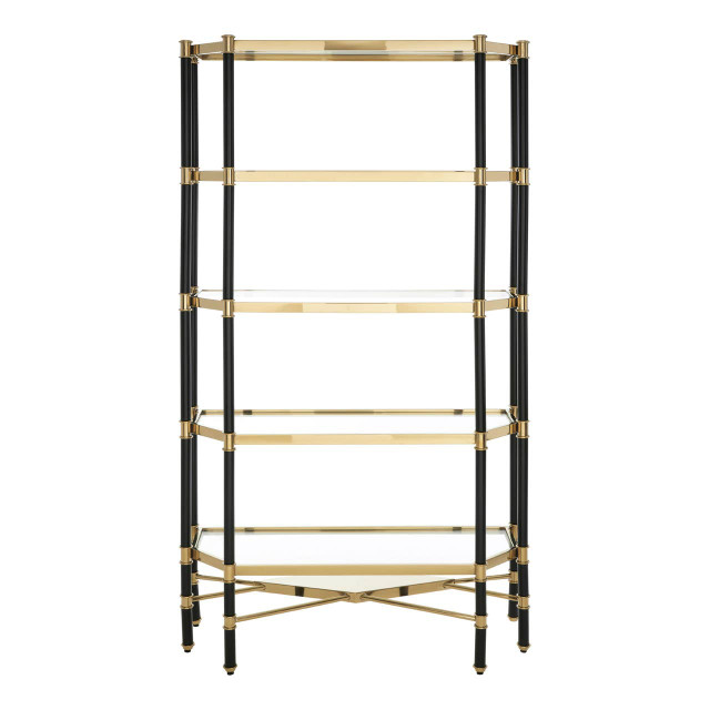premier housewares Allessi 5 Shelf Unit In Champagne Finish and Black Frame