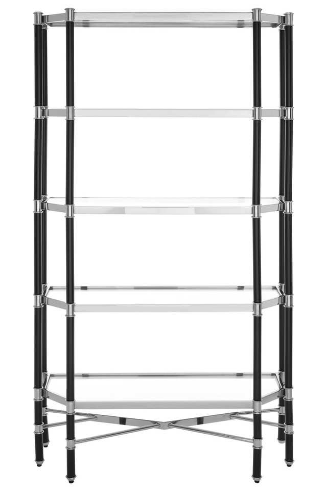premier housewares Allessi 5 Shelf Unit In Silver Metal and Black Frame
