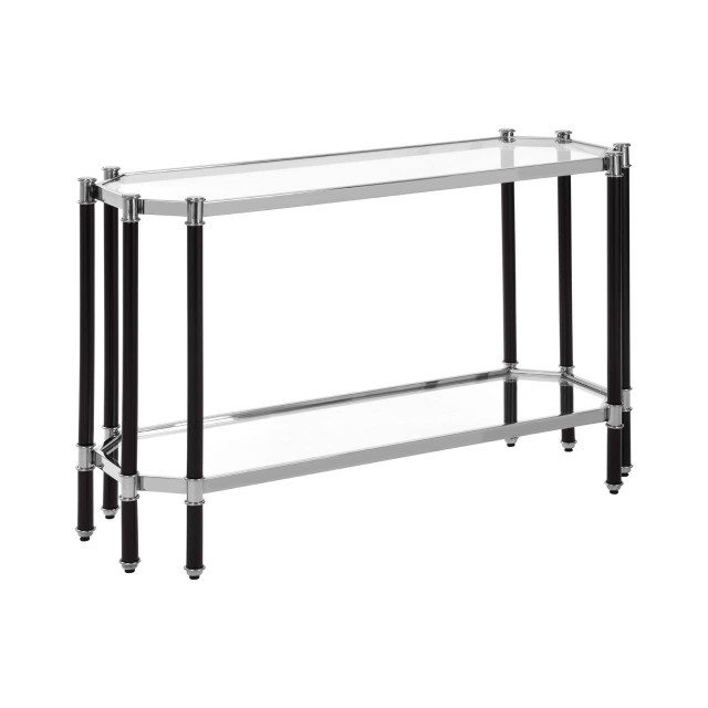 Premier Housewares Allessi Silver And Black Console Table With Glass Top
