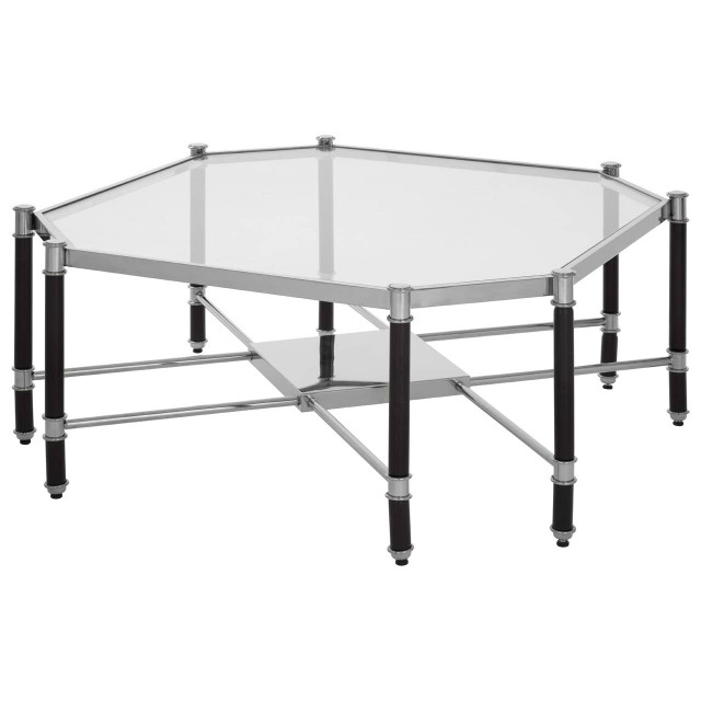 Premier Housewares Allessi Silver Metal Coffee Table With Black Legs