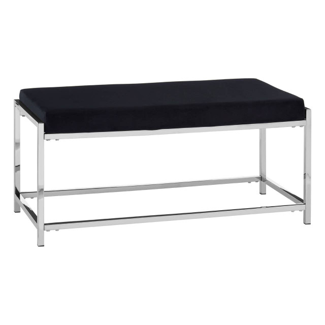 Premier Housewares Allure Black Seat And Silver Metal Frame Bench