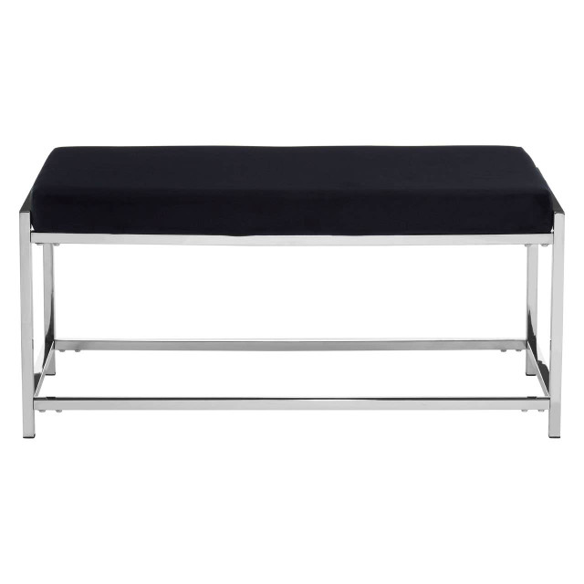 premier housewares Allure Black Seat And Silver Metal Frame Bench