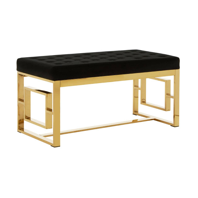 Premier Housewares Allure Black Velvet And Gold Bench