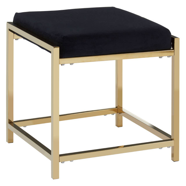 Premier Housewares Allure Black Velvet And Gold Finish Stool