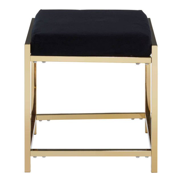 premier housewares Allure Black Velvet And Gold Finish Stool