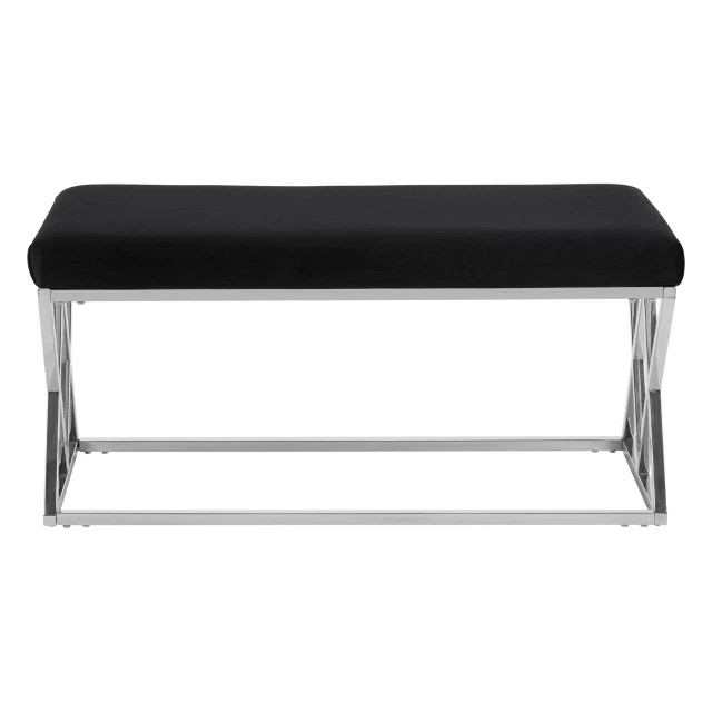 Premier Housewares Allure Black Velvet Bench With Silver Legs