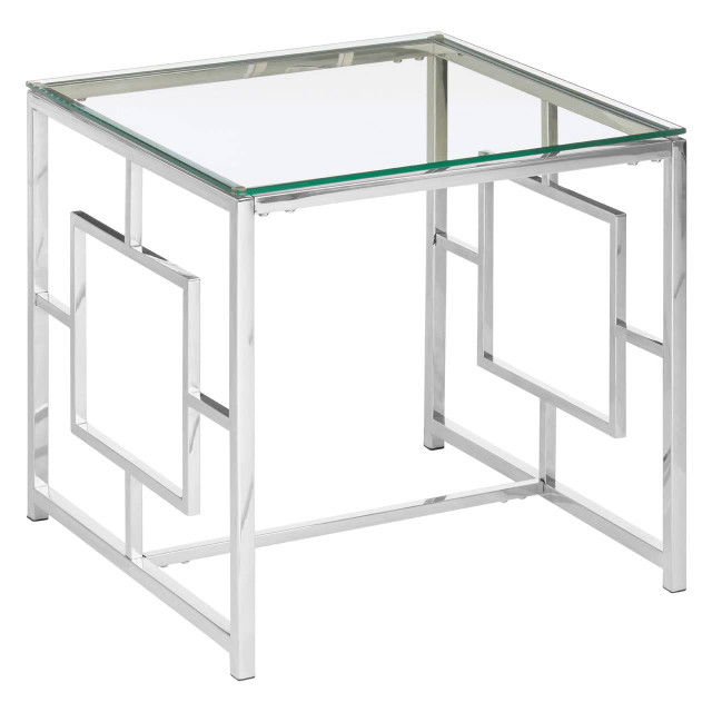 Premier Housewares Allure Clear Glass And Silver Base End Table