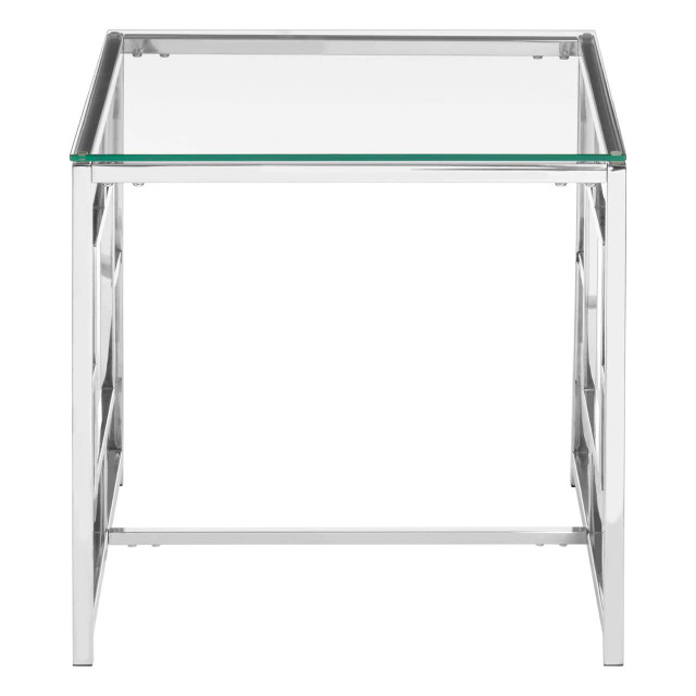 premier housewares Allure Clear Glass And Silver Base End Table