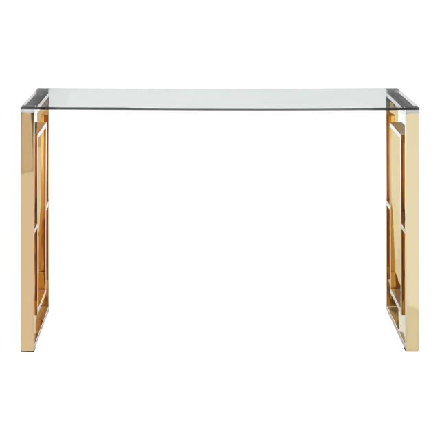 Premier Housewares Allure Console Table With Gold Legs And Glass Top