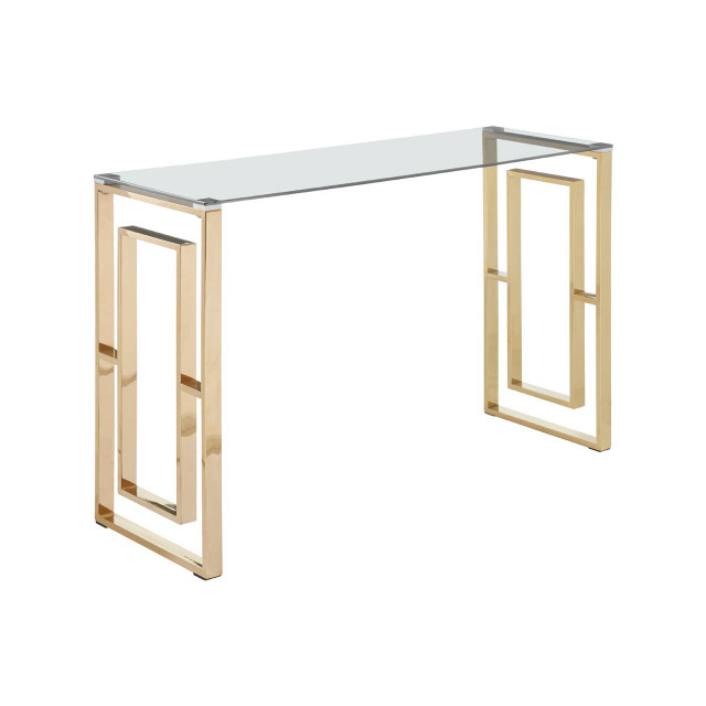 Premier Housewares Allure Console Table With Gold Legs And Glass Top