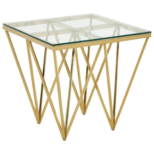 Premier Housewares Allure Glass And Gold Finish Side Table