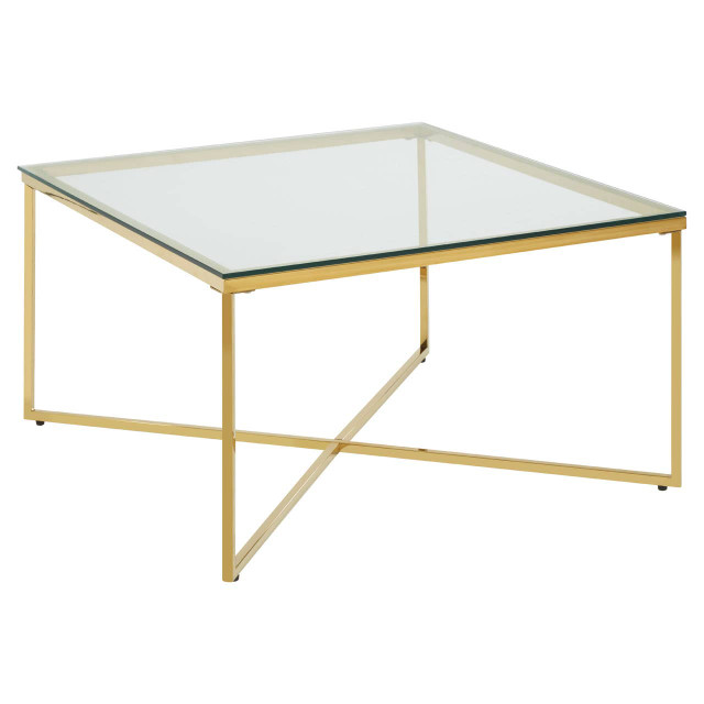 Premier Housewares Allure Gold Finish Cross Base Coffee Table