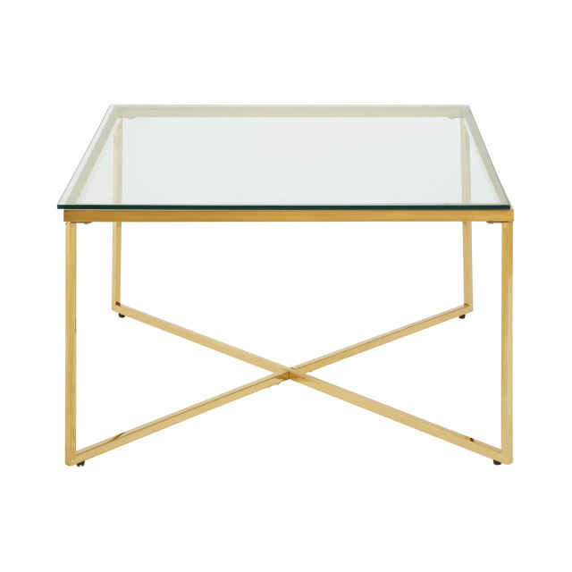 premier housewares Allure Gold Finish Cross Base Coffee Table
