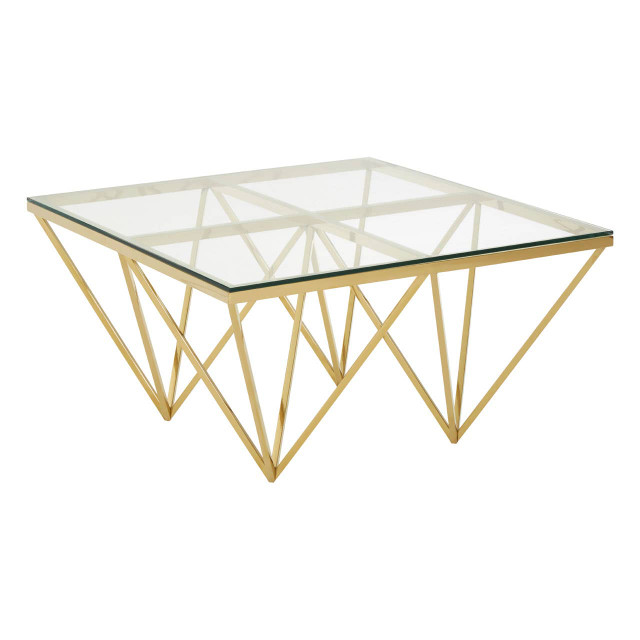 Premier Housewares Allure Gold Finish Prismaric Square Coffee Table
