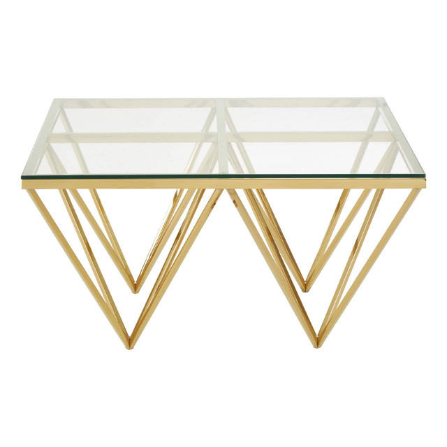 premier housewares Allure Gold Finish Prismaric Square Coffee Table