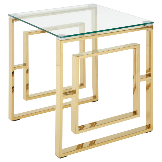 Premier Housewares Allure Gold Finish Square Legs End Table