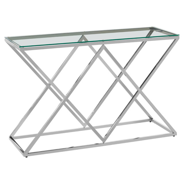 Premier Housewares Allure Inverted Prism Base Silver Console Table