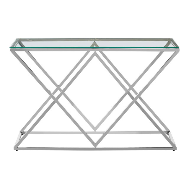 premier housewares Allure Inverted Prism Base Silver Console Table