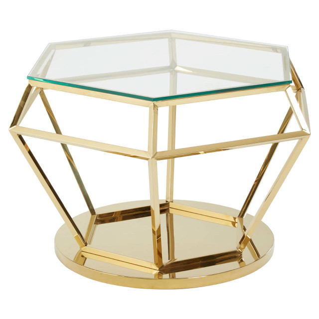 Premier Housewares Allure Large Gold Finish Diamond End Table