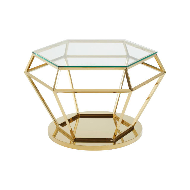 premier housewares Allure Large Gold Finish Diamond End Table