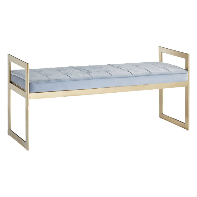 Premier Housewares Allure Powder Blue And Gold Tufted Bench