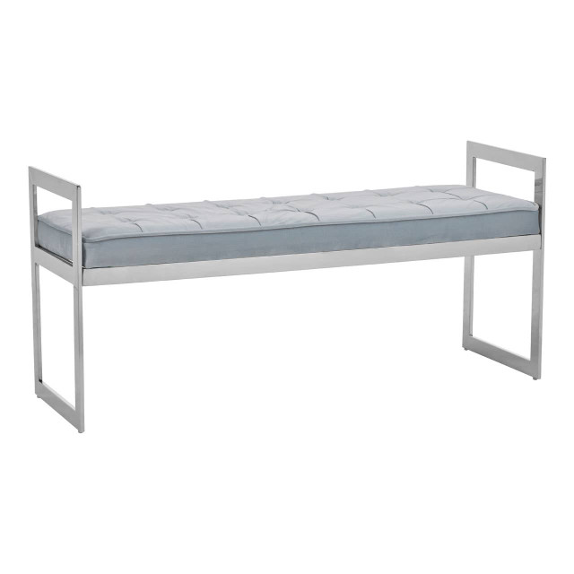 Premier Housewares Allure Powder Blue And Silver Finish Bench