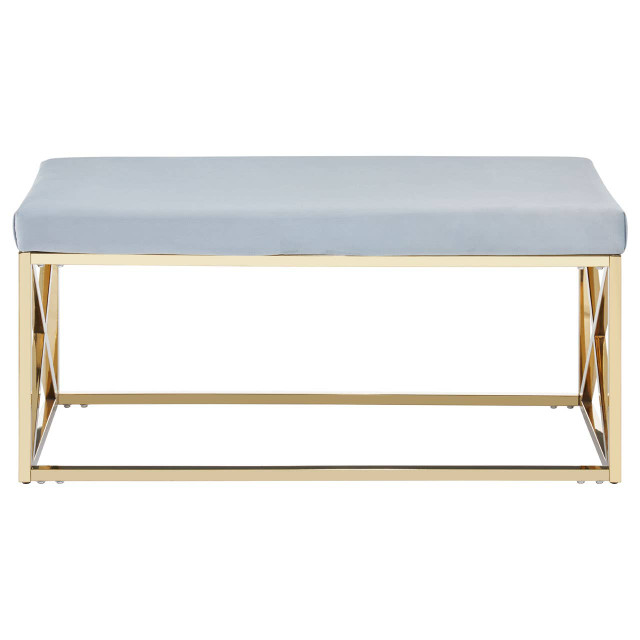 Premier Housewares Allure Powder Blue Velvet And Gold Bench