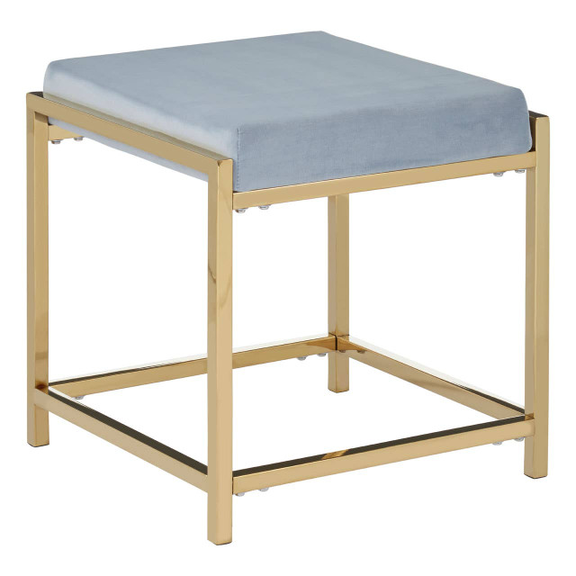 Premier Housewares Allure Powder Blue Velvet And Gold Stool