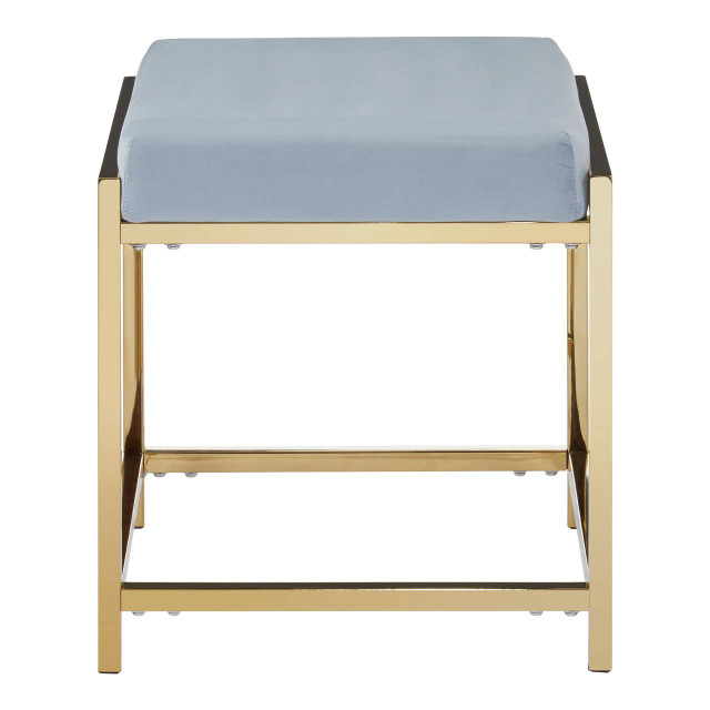 premier housewares Allure Powder Blue Velvet And Gold Stool
