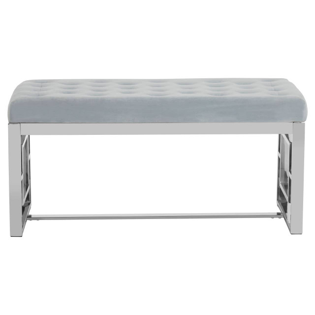 Premier Housewares Allure Powder Blue Velvet And Silver Bench