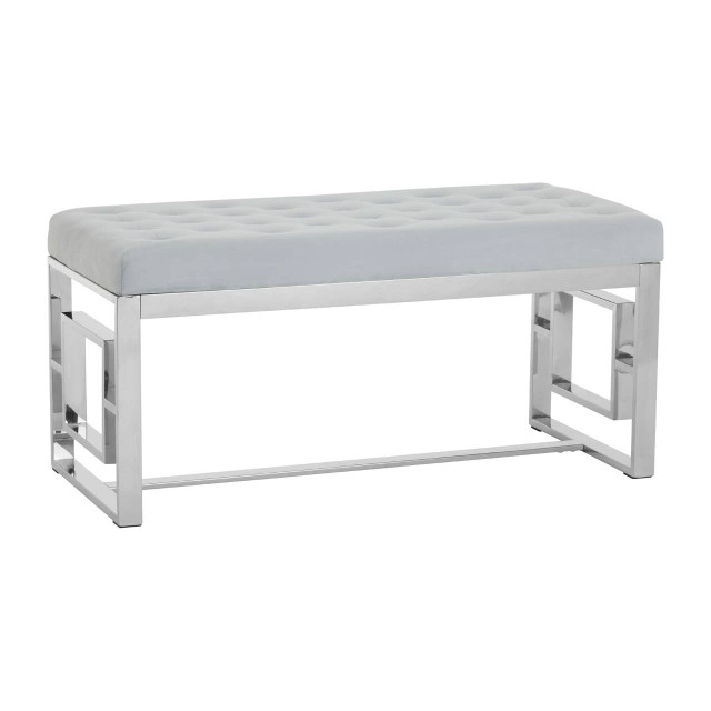 Premier Housewares Allure Powder Blue Velvet And Silver Bench
