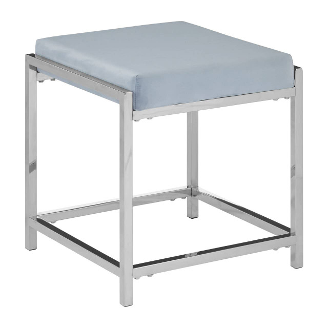 Premier Housewares Allure Powder Blue Velvet And Silver Stool