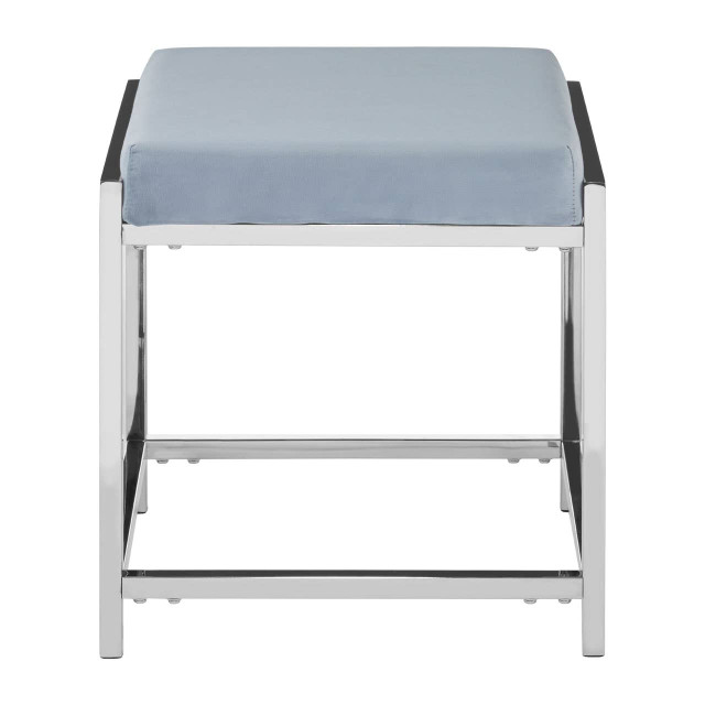 premier housewares Allure Powder Blue Velvet And Silver Stool