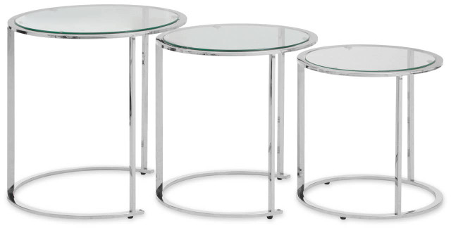 Premier Housewares Allure Set Of 3 Silver Nesting Tables