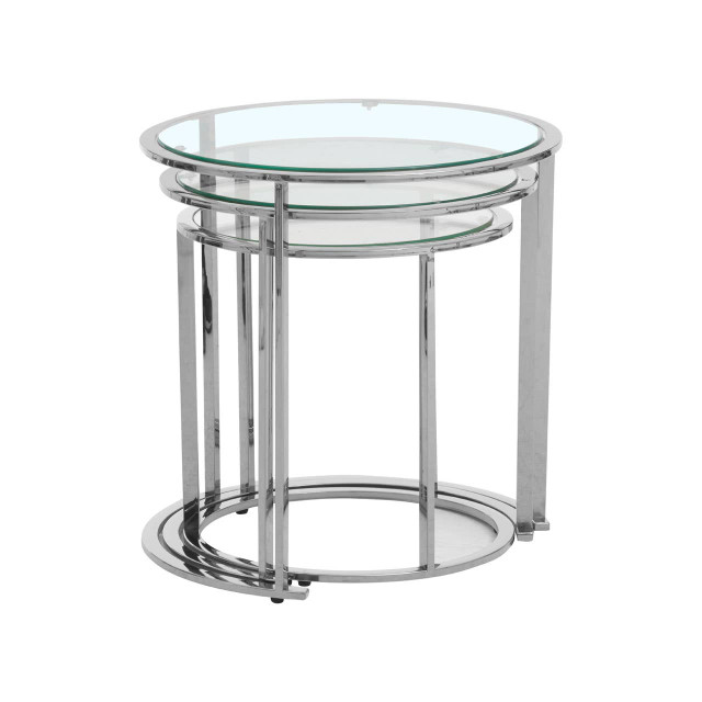 Premier Housewares Allure Set Of 3 Silver Nesting Tables
