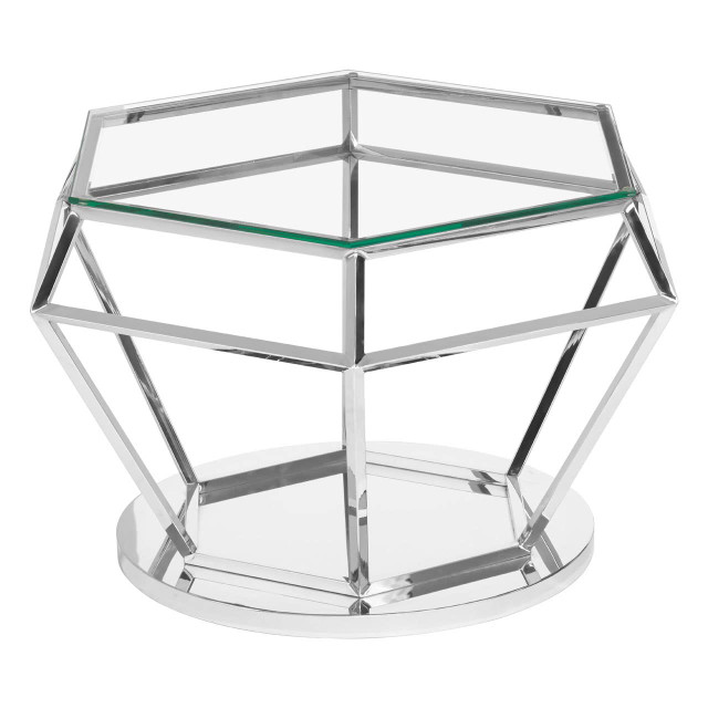 Premier Housewares Allure Silver Finish Diamond Design End Table